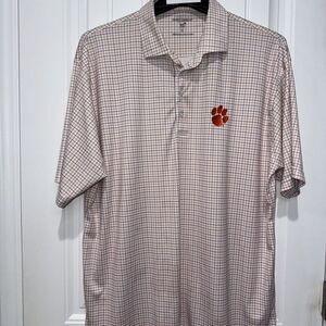 Horn Legent Plaid Orange and Purple Clemson Tigers Polo Shirt